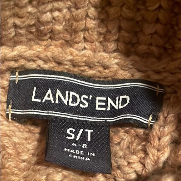Lands' End Tan Cotton Blend Knit Sweater.   S/T - Picture 2 of 4